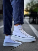 KB-CX-3 Kuback Uzun Beyaz Keten Beyaz Yüksek Taban Spor Ayakkabı thumbnail 3