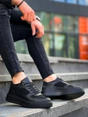 KB-X8 Kuback Siyah Cilt Siyah Süet Detaylı Siyah Yüksek Taban Günlük Spor Ayakkabı thumbnail 1