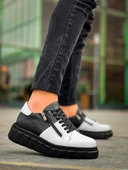 KB-X155 Kuback Beyaz Cilt Siyah Cilt Detaylı Siyah Yüksek Taban Günlük Spor Ayakkabı thumbnail 4