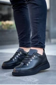 KB-X4 Kuback Siyah Cilt Siyah Yüksek Taban Bağcıklı Günlük Erkek Ayakkabı thumbnail 2