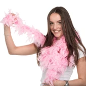 Pembe Renk Kabarık Kalın Otriş Boa Tüy 6 cm Genişlik 180-200 cm Uzunluk thumbnail 3