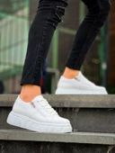 KB-X155 Kuback Beyaz Cilt Detaylı Beyaz Yüksek Taban Günlük Spor Ayakkabı thumbnail 2