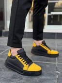 KB-X46 Kuback Siyah Sarı Yüksek Siyah Taban Günlük Spor Ayakkabı thumbnail 3