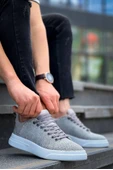 KB-X204 Kuback Gri Keten Beyaz Yüksek Taban Günlük Erkek Spor Ayakkabı thumbnail 6