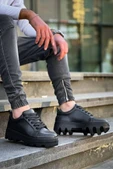 KB-056 Kuback Siyah Cilt Siyah Yüksek Taban Günlük Spor Ayakkabı thumbnail 1