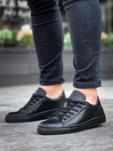 KB-122 Kuback Siyah Cilt Siyah Yüksek Taban Bağcıklı Günlük Erkek Ayakkabı thumbnail 2