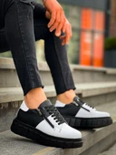 KB-X155 Kuback Beyaz Cilt Siyah Cilt Detaylı Siyah Yüksek Taban Günlük Spor Ayakkabı thumbnail 1