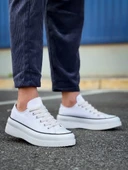 KB-CX-3 Kuback Kısa Beyaz Keten Beyaz Yüksek Taban Spor Ayakkabı thumbnail 1