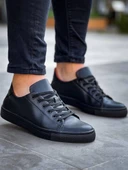 KB-122 Kuback Siyah Cilt Siyah Yüksek Taban Bağcıklı Günlük Erkek Ayakkabı thumbnail 3