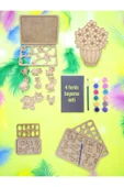 sharp&art Ev-Okul Etkinliği Ahşap Puzzle 4'lü Boyama Seti, 12 Renk Boya ve Fırça ile... - 1