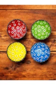 sharp&art %100 El İşlemesi Kabartma Papatya Desenli 12 Cm 4'lü Sos, Meze, Salata Kase Seti - 1