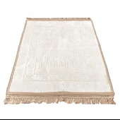 Lüks Kadife Peluş Seccade Krem 70 x 110 cm - 750 gr - 1