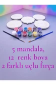 sharp&art Taş Mandala Seti, 5 Farklı Desen, 12 Renk Akrilik Boya, 2 Farklı İnce Uç Fırça ile Dilediğince Boya - 3