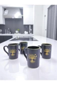 sharp&art HAYAT AĞACI TEMALI 4 KİŞİLİK RİMLİ KAHVE VE ÇAY FİNCAN TAKIMI - 5