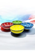 sharp&art %100 El İşlemesi Kabartma Papatya Desenli 12 Cm 4'lü Sos, Meze, Salata Kase Seti - 5