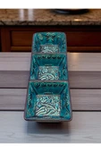 sharp&art EL İŞLEMESİ SERAMİK KAHVALTILIK,ÇEREZLİK, SOSLUK, 3 BÖLMELİ, PRATİK KULLANIM İÇİN,6 FARKLI MODEL - 5