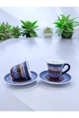 sharp&art Anneler Günü İçin Özel Tasarım,%100 El İşlemesi, 2'li Kabartma Desen Zerafet Kahve Fincan Takımı - 1