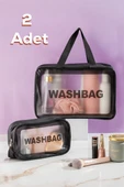 Porsima 2li Şeffaf Seyahat Ve Makyaj Çantası Su Geçirmez Organizer Washbag Şeffaf thumbnail 1
