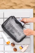 Porsima 3142 2li Şeffaf Seyahat ve Makyaj Çantası Su Geçirmez Organizer Washbag 20x30cm thumbnail 3
