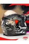 Sway 820 Monster Fullface Kask Motosiklet Kaskı Tam Kask Gümüş Vizörlü Kasklar thumbnail 2