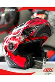 Scoyco 868 Azrael Çene Açılır Kask Motosiklet Kaskı Açılır Kask Kırmızı Kasklar thumbnail 2