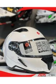 Shiro Hunter Parlak Beyaz Full Face Kask Tam Kask Vizör Kilitli Tasarım Kaplama DOT Sertifikalı Kask thumbnail 1