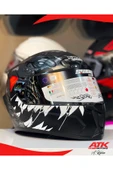 Sway 820 Monster Fullface Kask Motosiklet Kaskı Tam Kask Gümüş Vizörlü Kasklar thumbnail 1