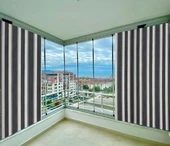 CEYLAN Home Balkon Perdesi Kuş Gözü Ölçü Seçenekli Gri Beyaz Çizgili - 6