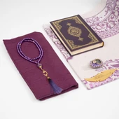 Kuran + Seccade + Tesbih + Zikirmatik + Ayraç Hediye Seti (Çanta Boy, Mor) - 2
