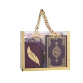 Kuran + Seccade + Tesbih + Zikirmatik + Ayraç Hediye Seti (Çanta Boy, Mor) - 1