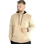 Erkek Sweatshirt Kapşonlu Pocket Basic C20562 Bej - 1