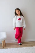 KIZ ÇOCUK TAŞLI 3 İPLİK ŞARDONLU EŞOFMAN TAKIMI - 2