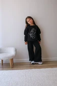KIZ ÇOCUK TAŞLI 3 İPLİK ŞARDONLU EŞOFMAN TAKIMI - 5