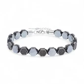 Zirkon Taşlı Ayarlanabilir Hematit Çelik Bileklik 31832B16D1 thumbnail 1