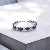 Zirkon Taşlı Ayarlanabilir Hematit Çelik Bileklik 31832B16D1 thumbnail 2