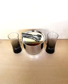 2 ADET PUS RAKI BARDAĞI 1 ADET ÇELİK BUZ KOVASI ÇİF KATMANLI MAŞALI KAPAKLI KOVA - 2