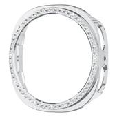 Samsung Galaxy Watch 8 40mm İle Uyumlu Zarif Kristal Taşlı Kasa Koruyucu Kılıf  Gümüş thumbnail 4