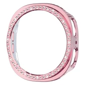 Samsung Galaxy Watch 8 40mm İle Uyumlu Zarif Kristal Taşlı Kasa Koruyucu Kılıf  Pembe thumbnail 4