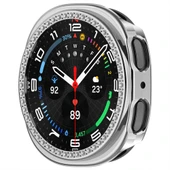 Samsung Galaxy Watch 8 40mm İle Uyumlu Zarif Kristal Taşlı Kasa Koruyucu Kılıf  Gümüş thumbnail 3