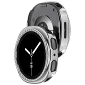 Samsung Galaxy Watch 8 40mm İle Uyumlu Zarif Kristal Taşlı Kasa Koruyucu Kılıf  Gümüş thumbnail 2