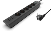Inca IPW-44TU 5 port 2x USB+ Type-C Akım Korumalı Led Tuşlu  Priz 1.5M - Siyah - 2