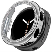 Samsung Galaxy Watch 8 40mm İle Uyumlu Zarif Kristal Taşlı Kasa Koruyucu Kılıf  Gümüş thumbnail 1