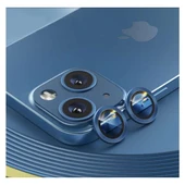 Iphone 14 Plus Kamera Koruyucu Lens Mercek Metal Çerçeveli 2li Set Mavi Blue thumbnail 2