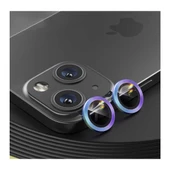 Iphone 14 Plus Kamera Koruyucu Lens Mercek Metal Çerçeveli 2li Set Mavi Blue thumbnail 3