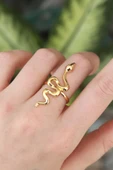 Pirinç Gold Renk Ayarlanabilir Yılan Yüzük - TJ-BYK3162 - 1