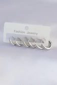 Pirinç Gümüş Renk Oval Küpe Seti - TJ-BKP8999 - 2