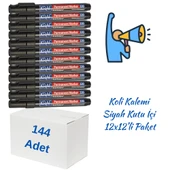 Kraf Permanent Markör Yuvarlak Uc 220 Siyah Koli Kalemi 144 Adet - 1