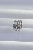 Pirinç Gümüş Renk Yonca Earcuff Küpe - TJ-BKP9330 - 1