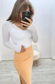 Yandan Yırtmaçlı Beli Lastikli Havlu Etek - 2