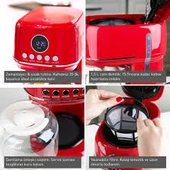 Berghoff Gem Retro Filtre Kahve Makinesi 900 W, 1,5 L Cam Demlik  Kırmızı thumbnail 3